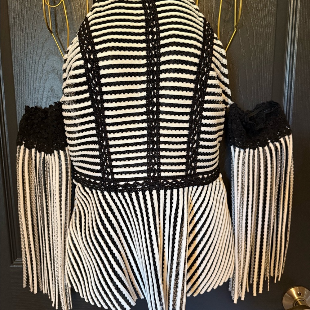 Boston Proper Monochrome Fringe Top